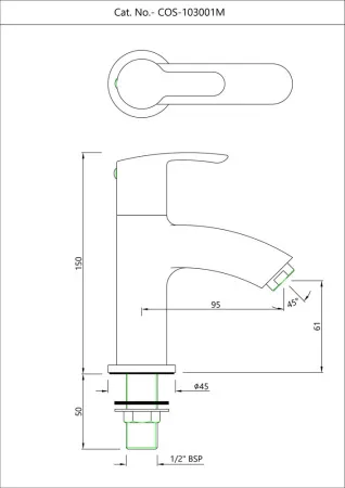 Кран для раковины Essco Cosmo COS-CHR-103001M Хром