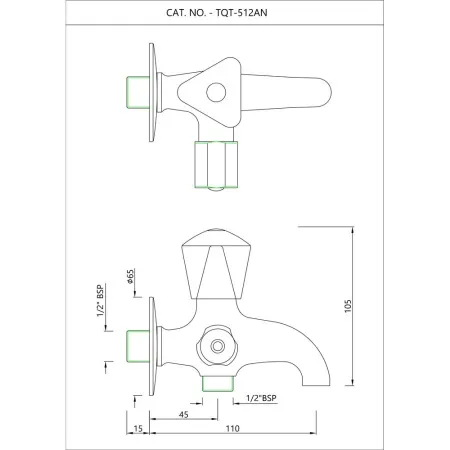 Настенный кран с дивертором Essco Tropical TQT-CHR-512AN Хром