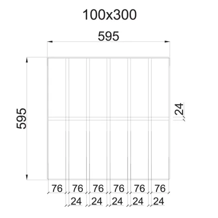 Грильято GL-24 Жалюзи ячейка 100x300, высота 34 мм, ширина 24 мм, металлик
