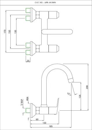 Смеситель для раковины в кухню Essco Aspire APR-CHR-101309N Хром