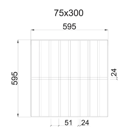 Грильято GL-24 Жалюзи ячейка 75x300, высота 34 мм, ширина 24 мм, металлик матовый