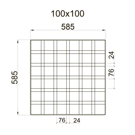 Грильято GL-24 ячейка 100x100, высота 34 мм, ширина 24 мм, металлик матовый