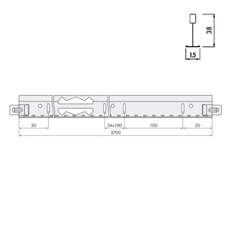 Подвесная система КНАУФ Т15 рейка несущая 3700x38 мм