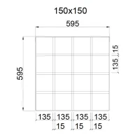 Грильято GL-15 ячейка 150x150, высота 37 мм, ширина 15 мм, графит матовый