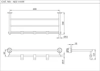 Полка для полотенец Essco AEC-CHR-1181N длина 600 мм Хром