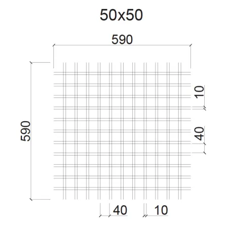 Грильято ячейка 50х50, высота 50 мм, ширина 10 мм, белый матовый