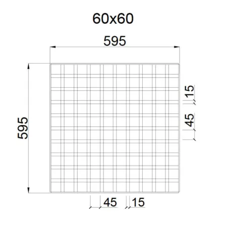 Грильято GL-15 ячейка 60x60, высота 37 мм, ширина 15 мм, супер-хром