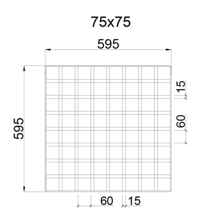 Грильято GL-15 ячейка 75x75, высота 37 мм, ширина 15 мм, металлик матовый