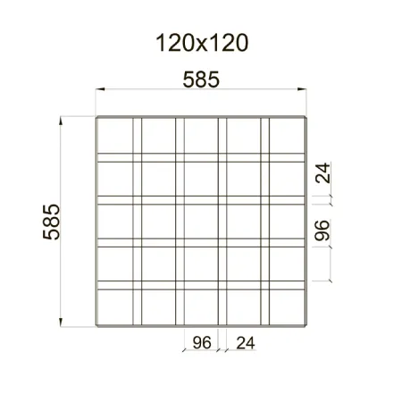 Грильято GL-24 ячейка 120x120, высота 34 мм, ширина 24 мм, металлик
