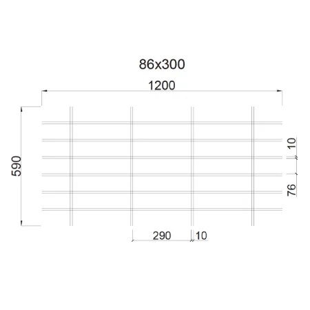 Грильято Жалюзи ячейка 300x86 мм, черный, высота 30 / 50 мм, ширина 10 мм
