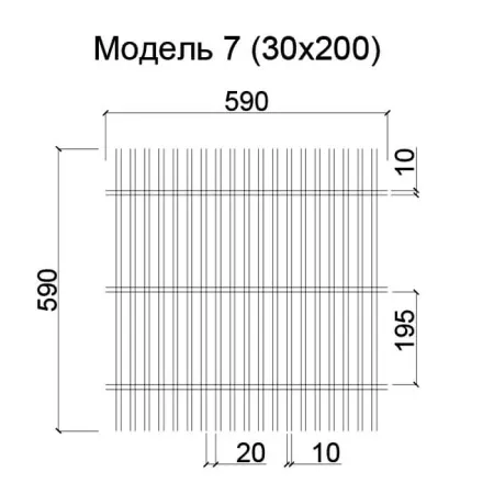 Грильято Нестандартная ячейка Модель 7 ячейка 30х200мм, металлик, высота 50 мм, ширина 10 мм