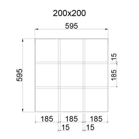 Грильято GL-15 ячейка 200x200, высота 37 мм, ширина 15 мм, графит матовый