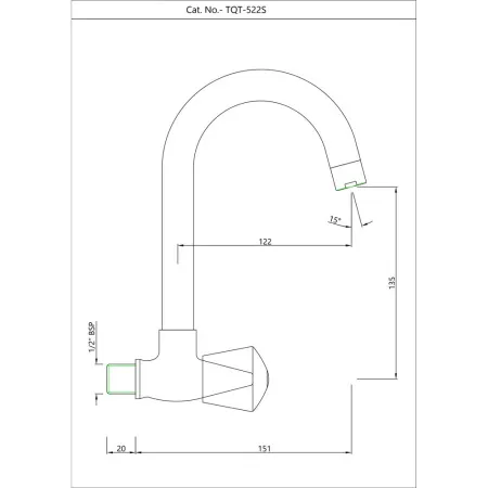 Кран для раковины в кухню Essco Tropical TQT-CHR-522S Хром
