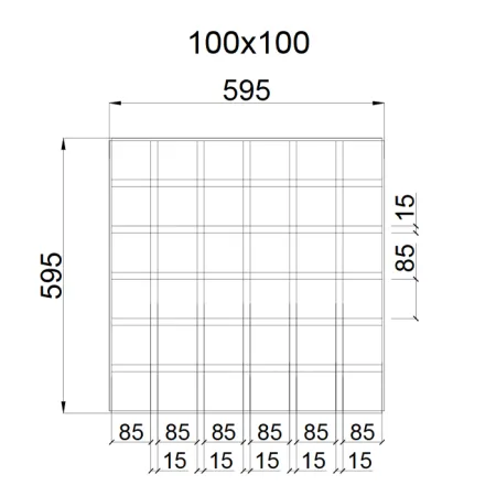 Грильято GL-15 ячейка 100x100, высота 37 мм, ширина 15 мм, белый матовый