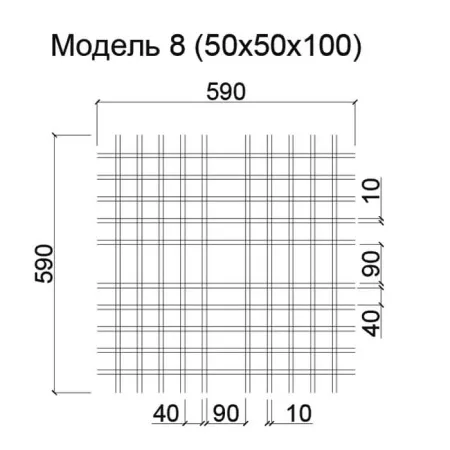 Грильято Нестандартная ячейка Модель 8 ячейка 50х50х100мм, белый матовый, высота 50 мм, ширина 10 мм