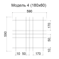 Грильято Нестандартная ячейка Модель 4 ячейка 180х60мм, металлик, высота 30 мм, ширина 5 мм