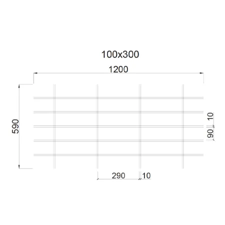 Грильято Жалюзи ячейка 300x100 мм, белый матовый, высота 30 / 50 мм, ширина 10 мм
