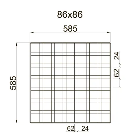 Грильято GL-24 ячейка 86x86, высота 34 мм, ширина 24 мм, окраска по RAL