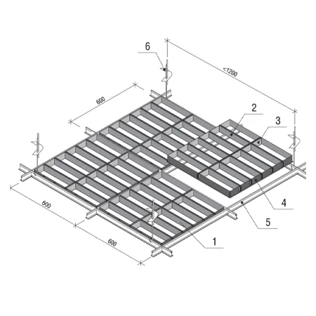 Грильято GL-24 Жалюзи ячейка 100x300, высота 34 мм, ширина 24 мм, металлик