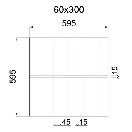 Грильято GL-15 Жалюзи ячейка 60x300, высота 37 мм, ширина 15 мм, белый оцинк