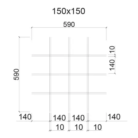 Грильято ячейка 150x150, высота 30 мм, ширина 10 мм, черный
