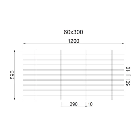 Грильято Жалюзи ячейка 300x60 мм, черный, высота 30 / 50 мм, ширина 10 мм
