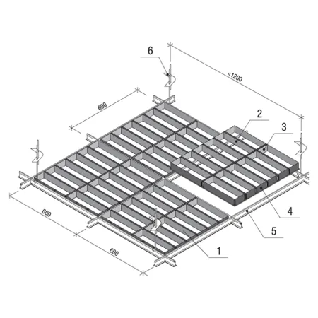 Грильято GL-15 Жалюзи ячейка 100x300, высота 37 мм, ширина 15 мм, суперхром