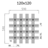 Грильято Пирамидальный ячейка 120х120мм, белый матовый, высота 42.5 мм, ширина 10 мм