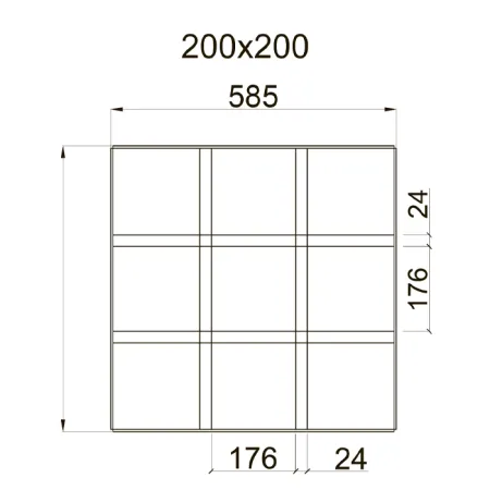 Грильято GL-24 PRIM ячейка 200x200, высота 34 мм, ширина 24 мм, металлик