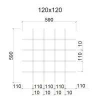 Грильято ячейка 120x120, высота 30 мм, ширина 5 мм, белый матовый