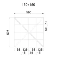 Грильято D15 Диагональное 150x150, белый матовый, высота 37 мм, ширина 15 мм