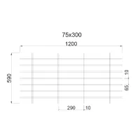 Грильято Жалюзи ячейка 300x75 мм, белый матовый, высота 30 / 50 мм, ширина 10 мм