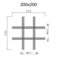 Грильято Пирамидальный ячейка 200х200мм, окраска по RAL, высота 35 мм, ширина 10 мм