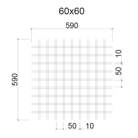 Грильято ячейка 60х60, высота 30 мм, ширина 5 мм, черный