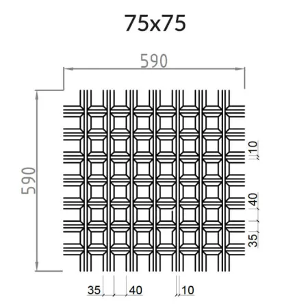 Грильято Пирамидальный ячейка 75х75мм, белый матовый, высота 35 мм, ширина 10 мм