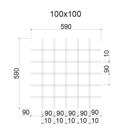 Грильято ячейка 100x100, высота 40 мм, ширина 10 мм, черный