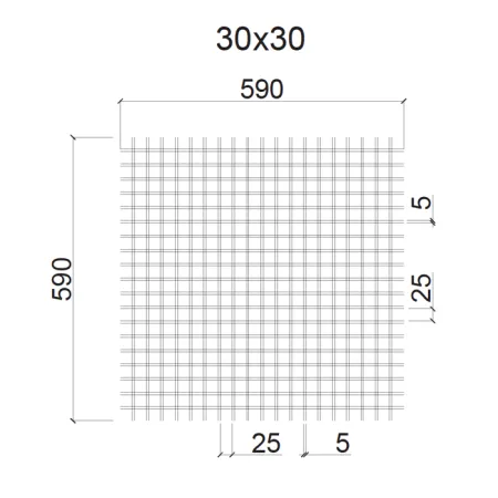 Грильято ячейка 30х30, высота 30 мм, ширина 5 мм, черный