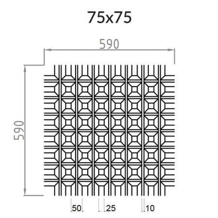 Грильято Пирамидальный ячейка 75х75мм, металлик матовый, высота 42.5 мм, ширина 10 мм