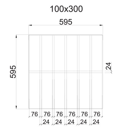 Грильято GL-24 Жалюзи ячейка 100x300, высота 34 мм, ширина 24 мм, металлик