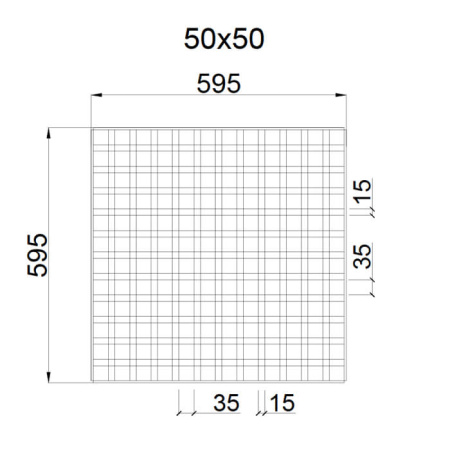 Грильято GL-15 ячейка 50x50, высота 47 мм, ширина 15 мм, металлик