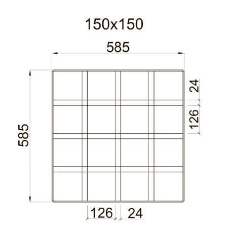 Грильято GL-24 ячейка 150x150, высота 34 мм, ширина 24 мм, черный
