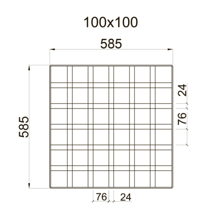 Грильято GL-24 ячейка 100x100, высота 34 мм, ширина 24 мм, белый матовый