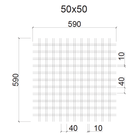 Грильято ячейка 50х50, высота 30 мм, ширина 5 мм, металлик матовый