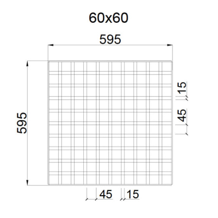 Грильято GL-15 ячейка 60x60, высота 37 мм, ширина 15 мм, металлик