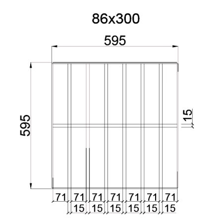 Грильято GL-15 Жалюзи ячейка 86x300, высота 37 мм, ширина 15 мм, суперхром