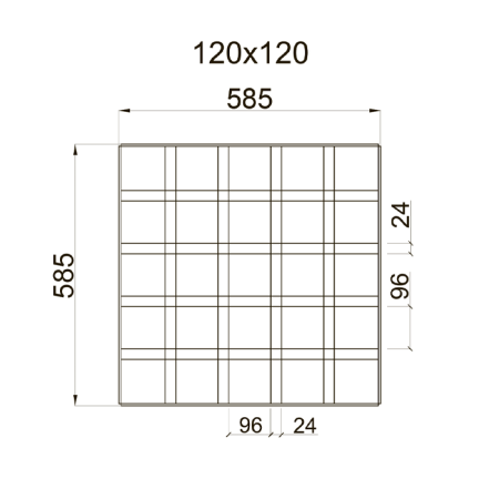 Грильято GL-24 ячейка 120x120, высота 34 мм, ширина 24 мм, окраска по RAL