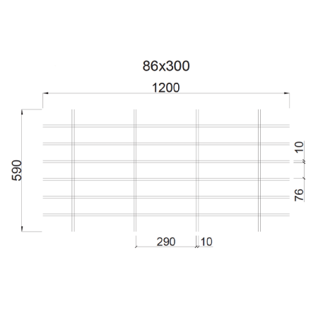Грильято Жалюзи ячейка 300x86 мм, окраска по RAL, высота 30 / 50 мм, ширина 10 мм