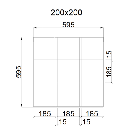 Грильято GL-15 ячейка 200x200, высота 37 мм, ширина 15 мм, белый матовый