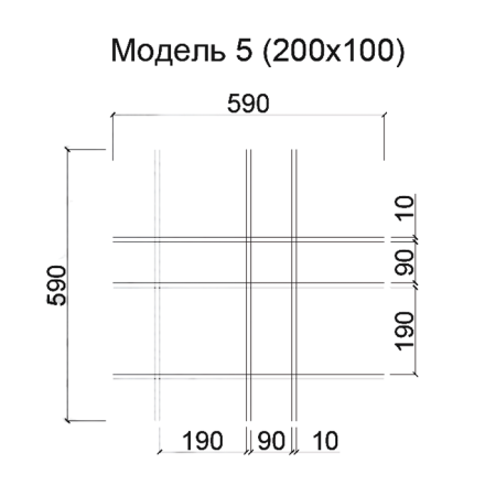 Грильято Нестандартная ячейка Модель 5 ячейка 200х100мм, супер-хром, высота 30 мм, ширина 5 мм