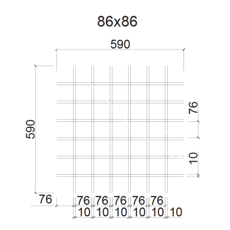 Грильято ячейка 86x86, высота 50 мм, ширина 10 мм, черный